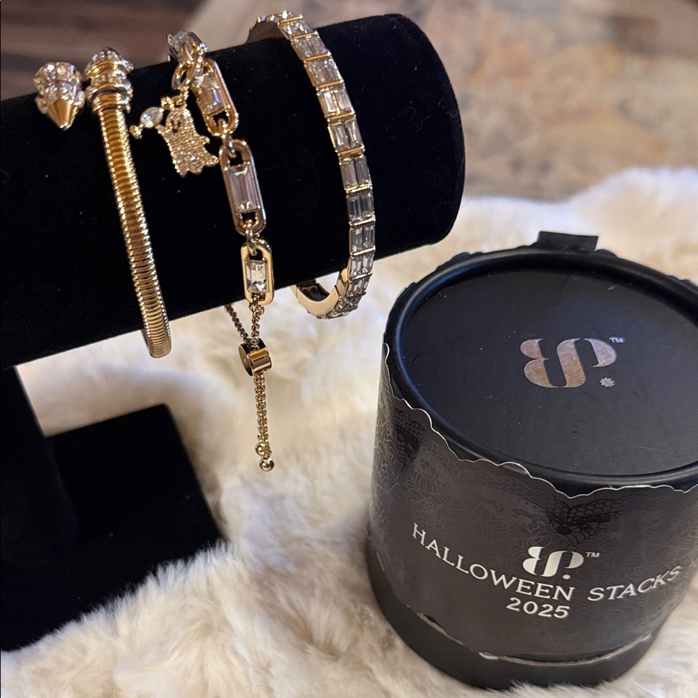 Gold-Tone Layered Bracelet Set by Halloween Stacks - Gold